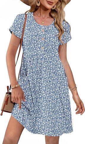MOLERANI Summer Dresses for Women 2026 Casual Crew V Neck Sundresses Short Sleeve Fashion Beach Vacation Dress with Pockets in Saudi Arabia