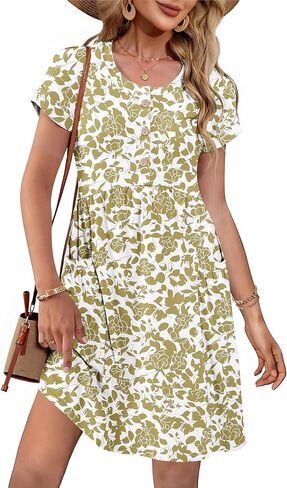 MOLERANI Summer Dresses for Women 2026 Casual Crew V Neck Sundresses Short Sleeve Fashion Beach Vacation Dress with Pockets in Saudi Arabia