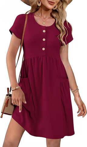 MOLERANI Summer Dresses for Women 2026 Casual Crew V Neck Sundresses Short Sleeve Fashion Beach Vacation Dress with Pockets in Saudi Arabia