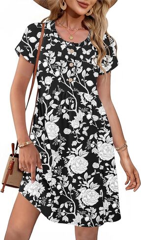 MOLERANI Summer Dresses for Women 2026 Casual Crew V Neck Sundresses Short Sleeve Fashion Beach Vacation Dress with Pockets in Saudi Arabia