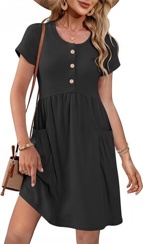 MOLERANI Summer Dresses for Women 2026 Casual Crew V Neck Sundresses Short Sleeve Fashion Beach Vacation Dress with Pockets in Saudi Arabia
