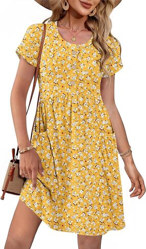 MOLERANI Summer Dresses for Women 2026 Casual Crew V Neck Sundresses Short Sleeve Fashion Beach Vacation Dress with Pockets in Saudi Arabia