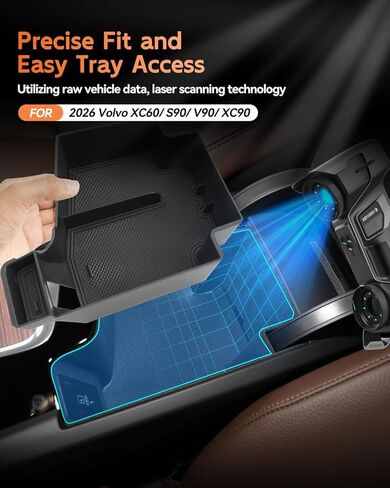 CDEFG for 2024 2025 2026 Volvo XC60/ S90/ V90/ XC90 Center Console Organizer Tray - Armrest Storage Middle Console Insert XC60 S90 V90 XC90 Interior Accessories in Saudi Arabia
