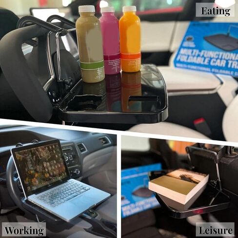 صينية عجلة قيادة Oshotto للسيارة - مكتب سيارة قابل للطي للكمبيوتر المحمول والأطعمة والمشروبات مع حامل أكواب، ملحق سفر محمول متعدد الوظائف، مناسب لمعظم السيارات وسيارات الدفع الرباعي والشاحنات الصغيرة in Kuwait