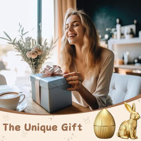 Wesiti 8 Pack Gold Easter Eggs with Bunny Figurines 5 Rabbits & 3 Fillable Eggs Set Vintage Resin Bunny Table Centerpiece for Spring Home Decor Easter Party Supplies Egg Hunt Basket Stuffer Filler in Saudi Arabia