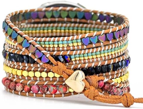 حزام بوهو مطرز بالخرز متوافق مع ساعة سامسونج جالاكسي 3 41 ملم، للنساء والرجال 20 ملم سوار معصم مصنوع يدويًا من الحجر الطبيعي الملون لساعة جالاكسي 5 4/ساعة 7/ساعة 6 in Kuwait