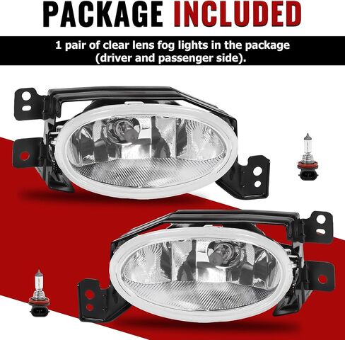HECASA Pair Fog Lights Compatible with 2006-2008 Acura TSX Front Bumper Fog Light Lamp Clear Lens Replacement for 33951SECA01 33901SECA01 AC2594100 AC2595100 in Saudi Arabia