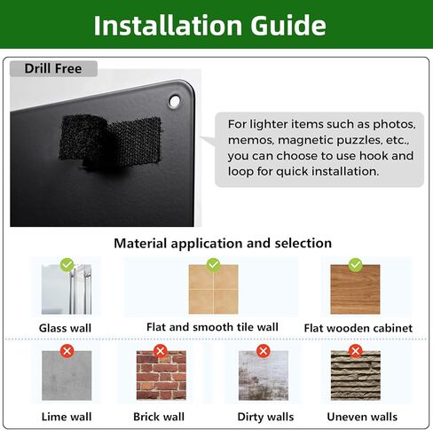 2Pack Black Magnetic Board,16.5" x 11.8" Magnet Bulletin Board to Display Magnetic Notes, Poetry, Photos, Suitable for Wall, Refrigerator, Cabinet etc, Come with 8 Pcs Dual Lock Tape and Screws in Saudi Arabia