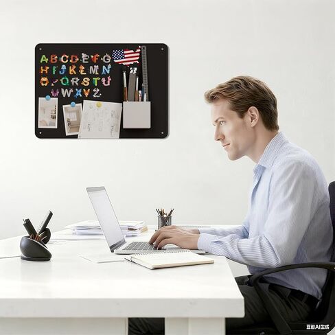 2Pack Black Magnetic Board,16.5" x 11.8" Magnet Bulletin Board to Display Magnetic Notes, Poetry, Photos, Suitable for Wall, Refrigerator, Cabinet etc, Come with 8 Pcs Dual Lock Tape and Screws in Saudi Arabia