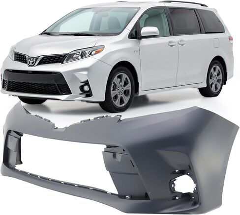FitParts متوافق مع غطاء المصد الأمامي 2018-2019 Toyota Sienna L CE LE SE XLE Mini Van 18 19. جديد، جاهز. مع فتحات مصابيح الضباب. بدون فتحات مستشعر مساعد ركن السيارة. TO1000442 in Saudi Arabia