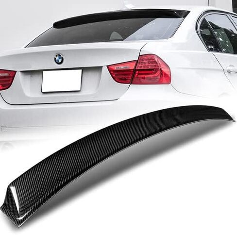 Black Real Carbon Fiber Rear Window Roof Spoiler Wing Compatible with 2005-2011 BMW E90 3-Series Sedan, 2006 2007 2008 2009 2010 in Saudi Arabia