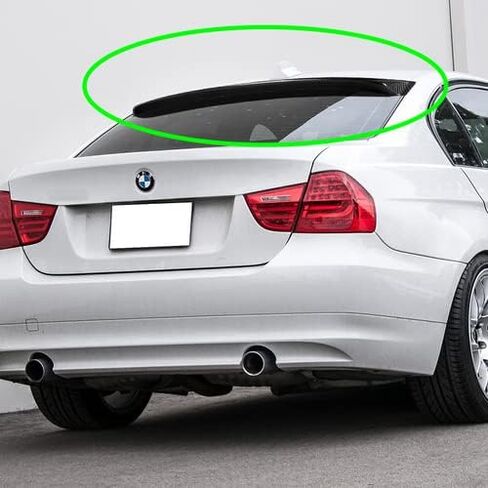 Black Real Carbon Fiber Rear Window Roof Spoiler Wing Compatible with 2005-2011 BMW E90 3-Series Sedan, 2006 2007 2008 2009 2010 in Saudi Arabia