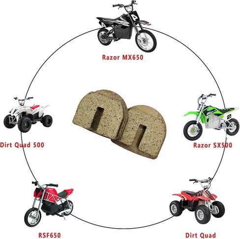 Rounded Front Rear Brake Pads for Razor MX650 MX500 SX500 McGrath Dirt Rocket Quad 500 RSF650 Electric Scooter 4 Wheeler ATV Motocross Disc Brake Pads Replacement in Kuwait