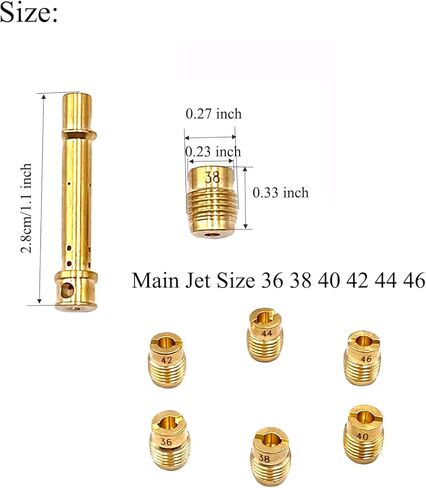 مجموعة واحدة من أدوات النفاثة الرئيسية للمكربن، قطعة واحدة من أنبوب المستحلب مع 6 قطع من النفاثة الرئيسية 36 38 40 42 44 46 متوافقة مع Honda GX160 GX200 GX270 GX390 Predator Coleman 196cc 212cc 224cc 301cc 420cc in Saudi Arabia