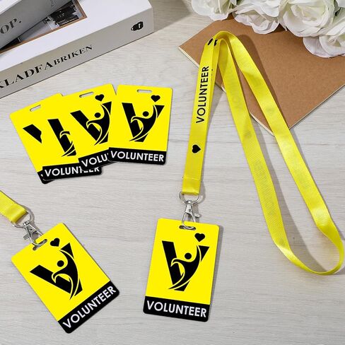 36 مجموعة من حبل المتطوعين مع شارة المتطوعين، ومشبك أمان قابل للفصل وبطاقة تعريف PVC مقاومة للماء للمناسبات وجمع التبرعات والمكتب والمخيم (أصفر) in Kuwait