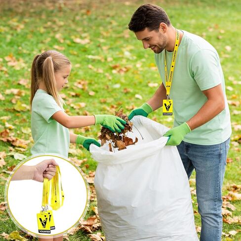 36 مجموعة من حبل المتطوعين مع شارة المتطوعين، ومشبك أمان قابل للفصل وبطاقة تعريف PVC مقاومة للماء للمناسبات وجمع التبرعات والمكتب والمخيم (أصفر) in Kuwait