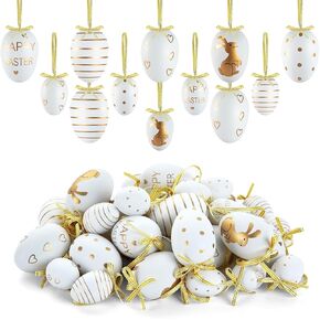 Easter Ornaments for Tree,40pcs Easter Tree Ornaments,Hanging Plastic Eggs Decorations for Basket DIY Crafts Party Favors in Saudi Arabia