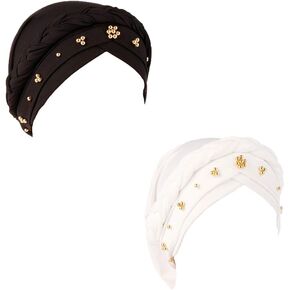 عمامة السرطان الكيميائي للنساء جديلة مطرزة باللؤلؤ غطاء عمامة غطاء الرأس وشاح الرأس in Kuwait