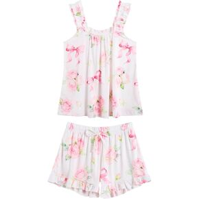 UNICOMIDEA Womens Pajamas Sets, Women Pajamas Set 2 Piece Ruffle Pj,Tank Top & Sleep Shorts in Kuwait