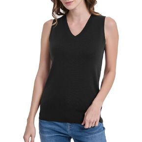 Womens 100% Merino Wool Sweater Tank Tops Sleeveless Lightweight V Neck Soft Knit Vest Business Casual Summer Clothes in Saudi Arabia