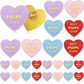 Tondiamo Mother's Day Gifts Bulk Best Mom Ever Pins Heart Shaped Colorful Metal Badge Brooch for Mom Mother's Day Church Appreciation Gifts Favors in Saudi Arabia