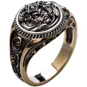 COPPERTIST.WU Medusa Signet Ring Mythological Greek Goddess Ring Brass&925 Sterling Silver Jewelry Gift for Women Men in Saudi Arabia