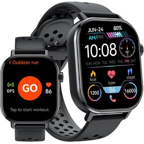 Smart Watch for Men Women, Fitness Tracker with 178+ Sports Modes, Fitness Watch with 2.06" AMOLED Touchscreen, Heart Rate/Sleep Monitor, IP68 Waterproof, Notifications for Android iOS,Black in Kuwait