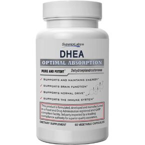 مختبرات متفوقة - قوة إضافية DHEA الطبيعية - جرعة 100 مجم غير معدلة وراثيًا، 60 كبسولة نباتية - تعزز الشيخوخة الصحية لدى الرجال والنساء - تساعد على استعادة مستويات الطاقة الشبابية in Kuwait