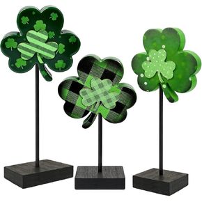 ديكورات يوم القديس باتريك ديكورات شارمروك ديكورات يوم القديس باتريك لطاولة ديكور صينية متدرجة، زخارف شامروك خشبية علامة خشبية أيرلندية محظوظة للمنزل الداخلي in Kuwait