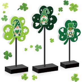 ديكورات يوم القديس باتريك، 3 قطع من اللافتات الخشبية المحظوظة لقطع ديكور يوم القديس باتريك، ديكور طاولة القديس باتريك القائم بذاته للعطلات الأيرلندية لصينية الحفلات المنزلية in Kuwait