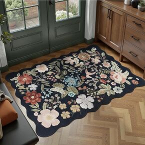 DCX Vintage Floral Rug 5x7, Washable Sage Green Rug for Living Room, Kid & Pet Friendly with Rubber Back Non Slip, Soft Low Pile Carpet, Stain Resistant Rug for Bedroom, Nursery, Dining Room in Saudi Arabia