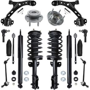 محور ديترويت - الدعامات الأمامية ممتص الصدمات الخلفي محور العجلة يحمل أذرع التحكم السفلية وقضبان التعادل الخارجية الداخلية مع استبدال وصلات قضيب التأرجح لـ 2005-2010 Ford Mustang - مجموعة 16 قطعة in Kuwait