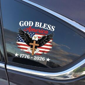 1 Sheet 250th Anniversary Car Sticker, American Eagle Badge Stickers, Patriotic Vinyl Car Decal, 1776-2026 Waterproof Bumper Sticker for Car Windows, Truck, SUV, 4th of July Patriotic Decorations in Kuwait