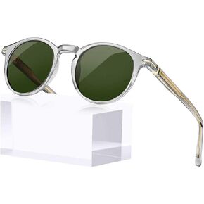 نظارة شمسية كاناستال صغيرة مستقطبة من الأسيتات للنساء والرجال، دائرية كلاسيكية بالأشعة فوق البنفسجية 400، أنيقة ومتينة، تتضمن حافظة من جلد البولي يوريثان in Kuwait