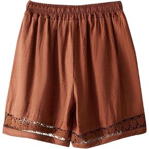 سراويل الكتان للنساء واسعة الساق عالية الخصر الرباط السراويل الدانتيل قطع الصيف الشاطئ بانت 2026 عطلة وتتسابق in Kuwait