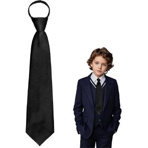 Solid Color Zipper Boys Tie, 14 inch School Ties for Boys Girls Pre-tied Kids Tie for Wedding Party Uniforms Shirts in Kuwait