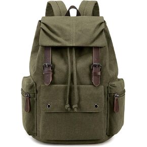 Retro Canvas & Leather Laptop Backpack, 15.6 Inch Durable Unisex Bag for Hiking, Work & Travel, Water Resistant Daypack in Saudi Arabia