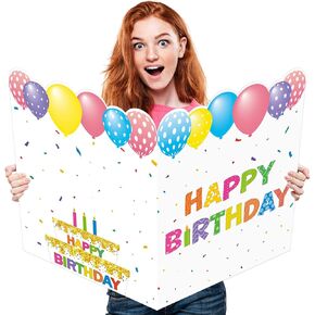 WNINK جامبو بطاقة عيد ميلاد كتاب الضيوف العملاق، بطاقة معايدة عيد ميلاد كبيرة جدًا مع مظروف للفتيات والأولاد والرجال والنساء لوازم حفلات أعياد الميلاد 22 × 14 بوصة in Kuwait