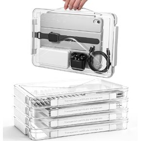 Novabright 5 Pack Clear Plastic File Boxes with Handle Portable Project Case Paper Storage Bin with Lid Transparent Stackable Container Document Magazine Protector for A4 Paper Photo Craft Scrapbook in Kuwait