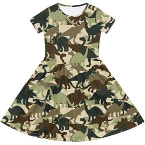 Dresses for Girls 2-14 Kids Summer Beach Dresses Casual Skater Dress Holiday Party Midi A-Line in Kuwait