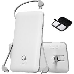 Brand Q Portable Charger with Built-in Cables and AC Wall Plug,Slim USB C Power Bank 10000mAh,External Battery Pack Compatible with iPhone,Samsung,Tablet and All Smart Phones in Kuwait