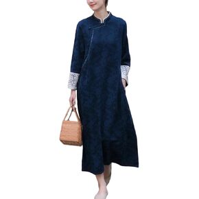 Women Cheongsam Dress Improved Chinese Qipao Long Sleeve Floral Jacquard Elegant Formal Wear Dress in Saudi Arabia