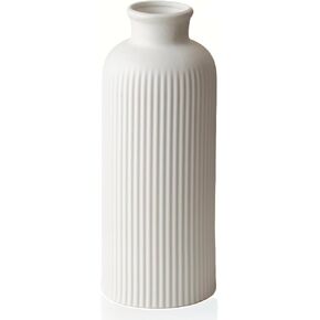 Green Ribbed Ceramic Vase for Flowers, Modern Textured Decorative Vase, 10 Inch Tall, 4 Inch Width, Farmhouse Style Home Decor (Matte Glaze Green) in Saudi Arabia