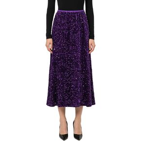 تنورة ADWAXDA لامعة للنساء، تنورة طويلة مرنة عالية الخصر من الترتر، تنورة طويلة لامعة للحفلات المسائية وحفلات الكوكتيل in Kuwait