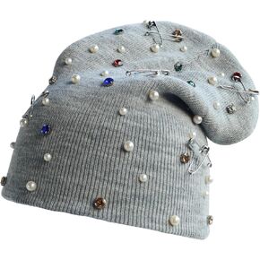 للجنسين قبعة صغيرة مترهل قبعة الشارع الشهير محبوك مع حجر الراين واللؤلؤ الهيب هوب قبعة الكروشيه Snugcap in Kuwait