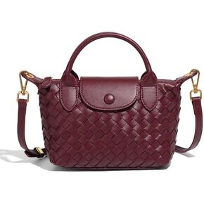 حقائب كروس جلدية نباتية صغيرة للنساء، حقيبة يد صغيرة منسوجة، محفظة كتف لطيفة بمقبض علوي للسفر والمواعدة | أزياء خفيفة الوزن in Kuwait