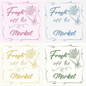 80Pcs Fresh Off The Market Stickers Colorful Farmers Market Theme Bridal Shower Sticker Personalized Floral Bachelorette Party Square Favor Label for Women Flower Garden Wedding Party Envelope Seals in Kuwait