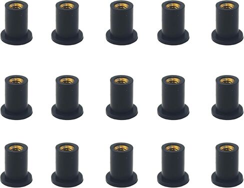 15Pcs M5 Rubber Well Nuts, Neoprene Expansion Brass Insert Nuts, Universal Fairing Fasteners for Motorcycle Windshield, Boat, Kayak, Canoe, Mounting Hardware in Saudi Arabia