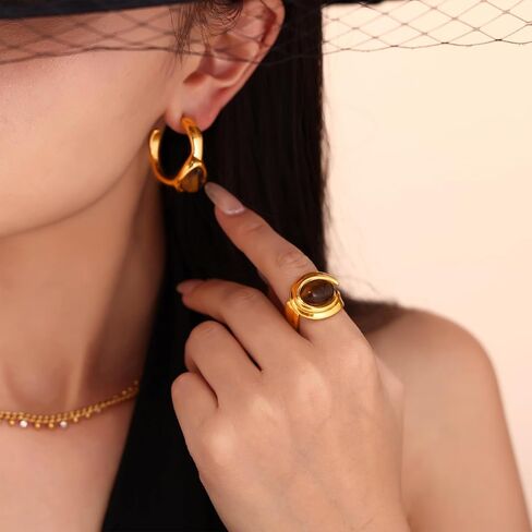 Jean Beau Chunky Gold Statement Dome Rings for Women, Exaggerated Thick Bold Open Finger Ring Prom Fashion Jewelry Gift in Saudi Arabia