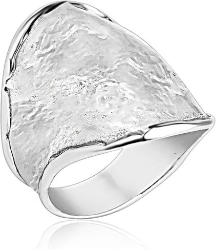 JEAN RACHEL JEWELRY 925 Sterling Silver Ring - Chunky Hammered Dome Ring for Women - Hypoallergenic Lead and Nickel Free - Handcrafted Statement Ring in Saudi Arabia